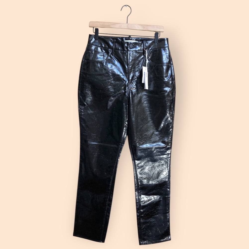 Good American NWT Good Classic Faux Leather Pants Black Textured Women’s 8 (29)